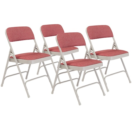 National Public Seating Fabric Triple Brace Double Hinge Folding Chair, Wine, PK4 2308